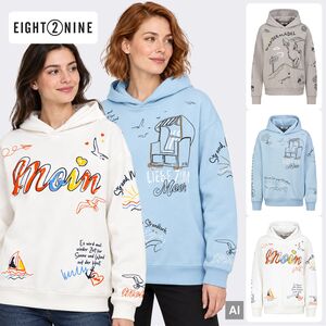Kapuzenpullover Rippb�ndchen Motivprint Eingriffstasche