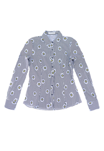 Damen Bluse Floral Langarm-Hemd mit Blumen D1845