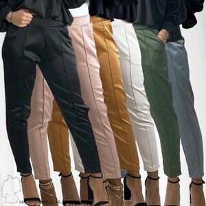 Damen Poptrash Pants lockere Silk Design Treggings Hose Glnzend Seiden Look Stretch Bund