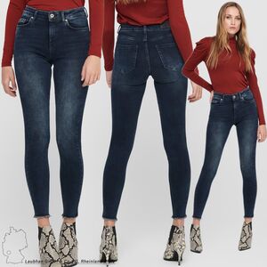 Damen Skinny Ankle Jeans Cropped Stretch Denim Hose ONLBLUSH Fransen