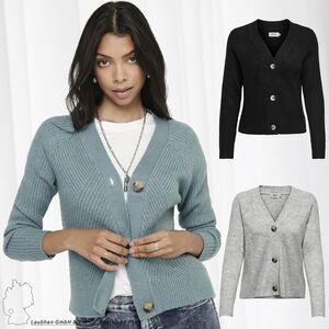 Damen Kurzer Cardigan Strick Pullover ONLCAROL Stretch Sweater V-Neck