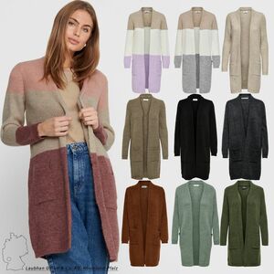 ONLY Damen Lange Strickjacke ONLJADE Cardigan Casual Mantel Gerippt