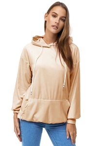 Damen Oversized Hoodie Kleid Long Basic Kapuzen Pullover Nicki Velours