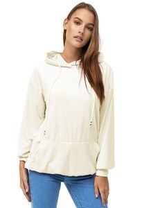 Damen Oversized Hoodie Kleid Long Basic Kapuzen Pullover Nicki Velours