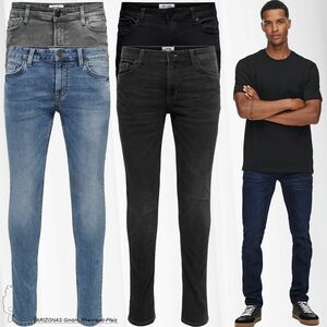 Herren O&S Slim Fit Jeans Basic Hose Denim Pants ONSLOOM Tapered Trousers Stoned Washed