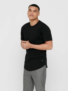 Langes Rundhals T-Shirt Kurzarm Shirt ONSMATT Einfarbig Basic Baumwolle