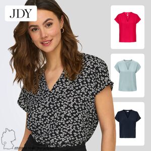 Einfarbige Kurzarm Bluse Basic V-Ausschnitt Shirt Oberteil JDYLION