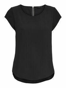 Einfarbige Kurzarm Bluse Basic Rundhals Blusen Shirt Oberteil ONLVIC