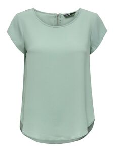 Einfarbige Kurzarm Bluse Basic Rundhals Blusen Shirt Oberteil ONLVIC