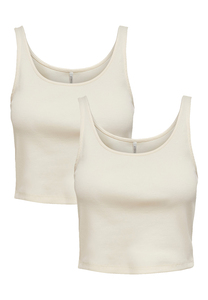 Geripptes Crop Top 2-er St�ck Pack Kurzes Oberteil Set ONLNESSA