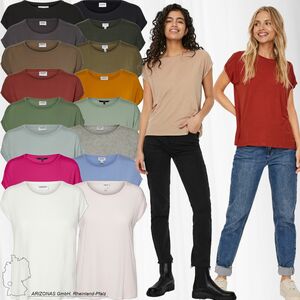 VERO MODA Damen Einfarbiges T-Shirt Basic Rundhals Ausschnitt Kurzarm Top Short Sleeve Oberteil VMAVA