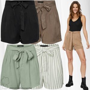 VERO MODA Damen Kurze Stoff Hose | Casual Sommer Chino Hot Pants | Leichter Stoff mit Bindegürtel VMMIA