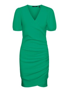 Blusen Kleid Midi Kurzarm Tunika Dress Knielang Gerippt VMELISA