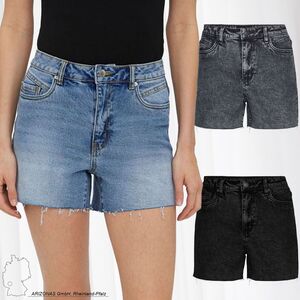Denim Jeans Shorts Kurze Hose High Waist Pants mit Fransen VMBRENDA