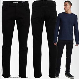 Slim Fit Jeans Basic Hose Denim Pants Tapered Trousers Black SDTot