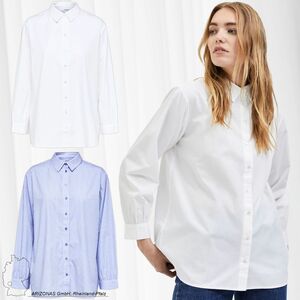 Damen SELECTED Basic Hemd Bluse Langarm Business Tunika Shirt Classic Regular Fit Baumwolle SLFREKA