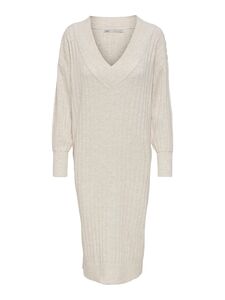 Langarm Strickkleid Loose Fit Midi Knit Dress V-Neck Pullover TESSA