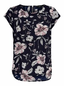 Print Kurzarm Bluse Basic Rundhals Blouse Shirt Oberteil ONLVIC