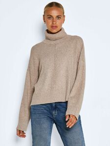 NOISY MAY Damen Rollkragen Strickpullover Knitted Basic Stretch Sweater Langarm mit Schlitzen NMIAN