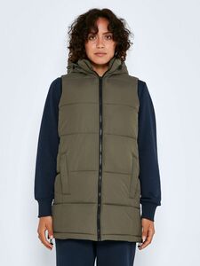 Lange Puffer Weste Wattierte Stepp Jacke ohne rmel Kapuze & Zip
