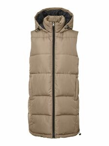 Lange Puffer Weste Wattierte Stepp Jacke ohne rmel Kapuze & Zip
