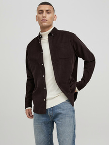 Herren JACK & JONES Cord Hemd Shacket Basic Flanell Langarm Shirt Einfarbig mit Brusttasche JJECLASSIC