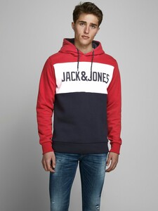 Herren JACK & JONES Warmer Print Hoodie Logo Sweater Pullover Basic Kapuzen Sweatshirt JJELOGO