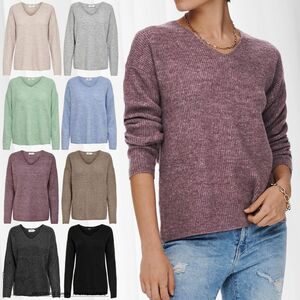ONLY Damen Warmer Strickpullover Knitted Basic Stretch Sweater Langarm V-Ausschnitt Shirt ONLCAMILLA