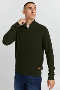 Warmer Strickpullover Stehkragen Sweater mit Zip Langarm Basic BHCodford
