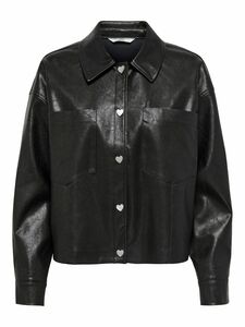 Kurze Kunstleder Jacke Langarm Shacket PU bergangs Hemd ONLANNE
