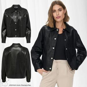 Kurze Kunstleder Jacke Langarm Shacket PU bergangs Hemd ONLANNE