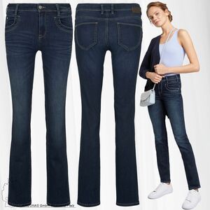TOM TAILOR Damen Straight Bleached Jeans Mid Waist Regular Fit Denim Hose Bio Baumwolle ALEXA