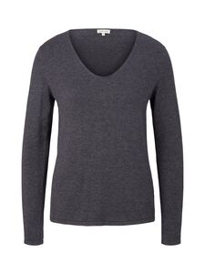 D�nner Strickpullover Knitted Basic Stretch Sweater Langarm V-Neck