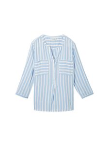 Gestreifte 3/4 Arm Bluse V-Ausschnitt Business Tunika Top NEU