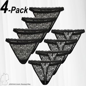 Spitzen Slips 4-er Pack String Unterhosen Brazilian Tanga ONLCAROLINE