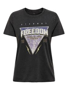 Bedrucktes T-Shirt Kurzarm Printed Rundhals Top mit Schrift ONLLUCY