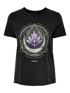 Bedrucktes T-Shirt Kurzarm Printed Rundhals Top mit Schrift ONLLUCY