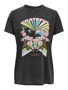 Bedrucktes T-Shirt Kurzarm Printed Rundhals Top mit Schrift ONLLUCY