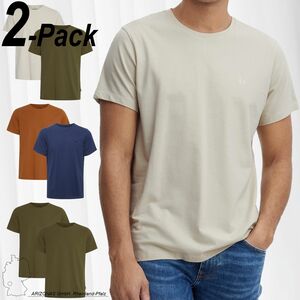 Herren BLEND Rundhals T-Shirt 2-er Stck Pack Einfarbiges Kurzarm Shirt Legeres Basic Set BHDinton