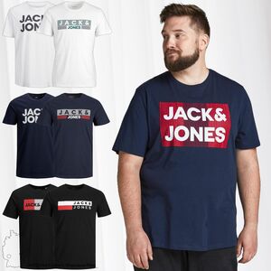 Herren JACK & JONES Logo T-Shirt Plus Size Rundhals Kurzarm Shirt bergren Shortsleeve JJECORP