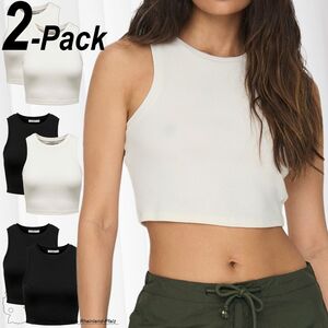 Cropped Tank Top 2-er Stck Pack Kurzes Shirt Basic Set ONLVILMA
