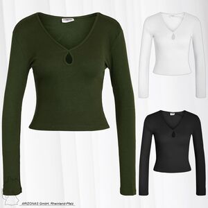 Langarm Shirt Loch V-Ausschnitt NMMAYA