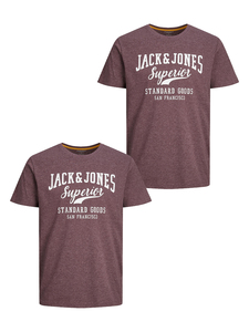 JACK & JONES 2-er Set T-Shirt Rundhals Hochwertiges Kurzarm Shirt fr den Alltag Logo Print