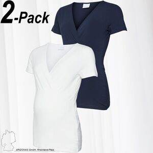 MAMALICIOUS Damen T-Shirt 2-er Set Pack Schwangerschaft Umstands Stretch Oberteil Baumwolle Top MLKATE
