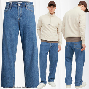 Herren JACK & JONES Wide Leg Jeans Loose Fit Relaxed Denim 90s Vintage Baggy Style JJIALEX 