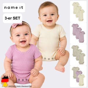 Kurzarmbody 3er-Set Rundhalsausschnitt Druckknopfdetail 