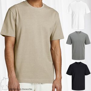 Herren JACK & JONES Rundhals Basic T-Shirt Kurzarm Jersey Baumwolle Shirt Relaxed Fit JJERELAXED