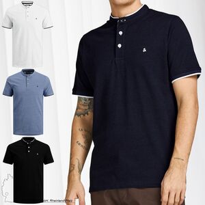 Herren JACK & JONES Polo T-Shirt Pique Hemd Kurzarm Basic Oberteil Cotton Logostickerei JJEPAULOS 