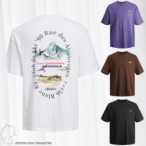JACK & JONES Print Rundhals T-Shirt Kurzarm Grafik Design Oberteil aus Baumwolle JORVILLERAYBRIGHT 
