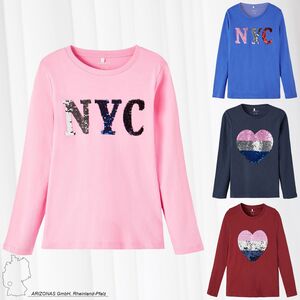 Langarm Pailletten Jersey Oberteil NKFOSILIA